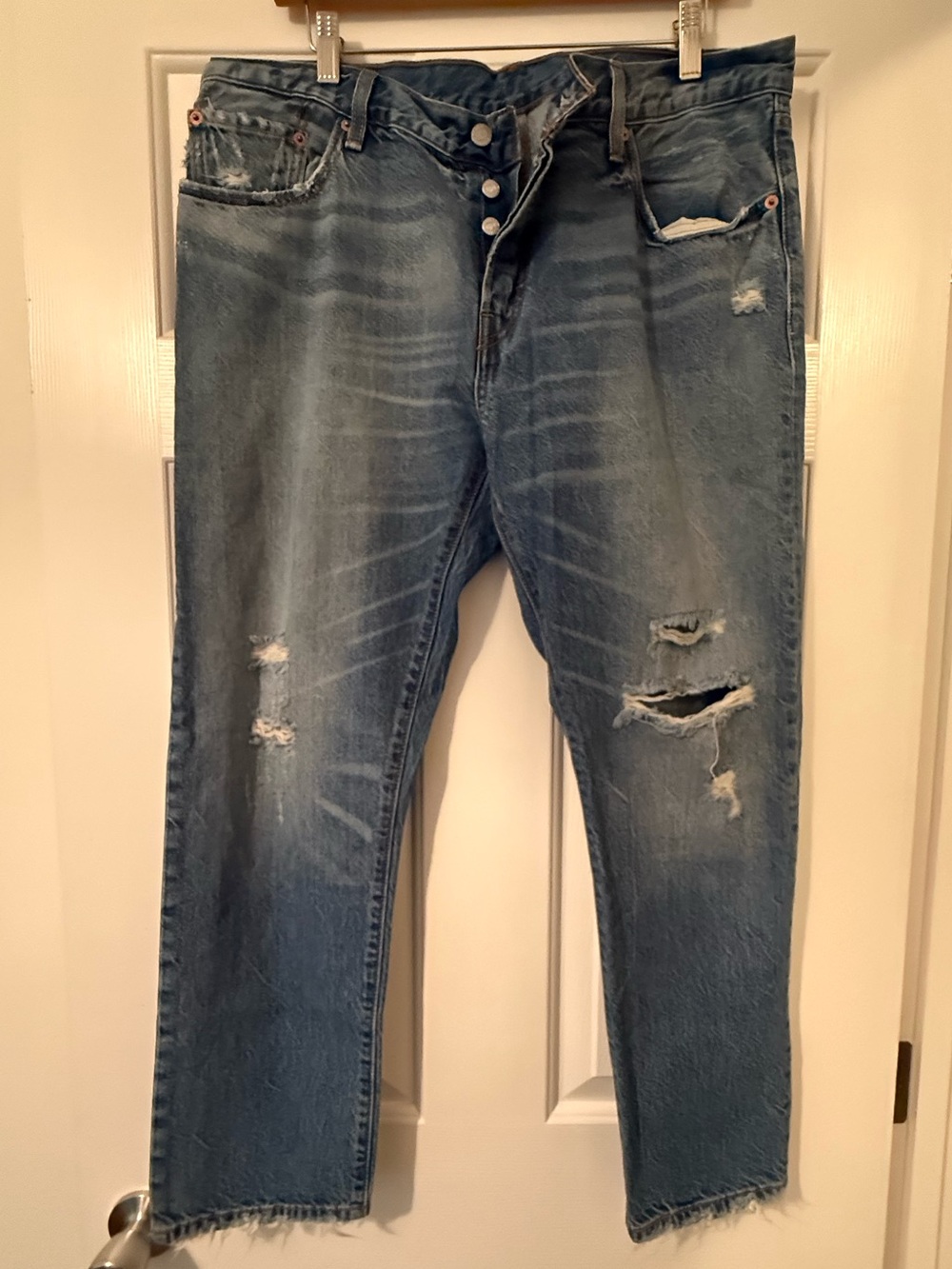 Levi's Light Blue Distressed 501 CT Jeans